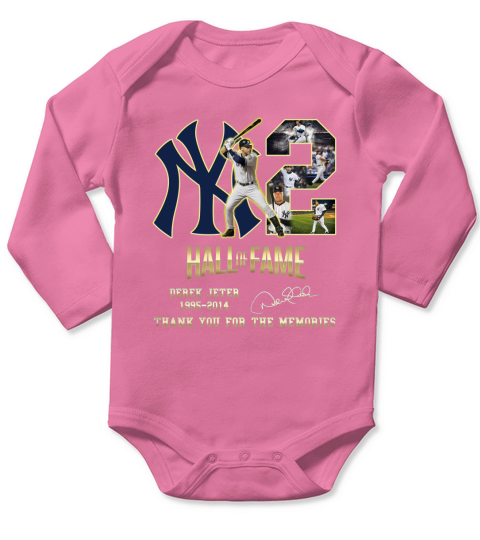 Hall Of Fame Derek Jeter 1995 2014 Thank You For The Memories Signature Long Sleeve Baby One-Piece