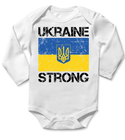 Ukraine Strong Ukrainian Flag Support Vintage Long Sleeve Baby One-Piece