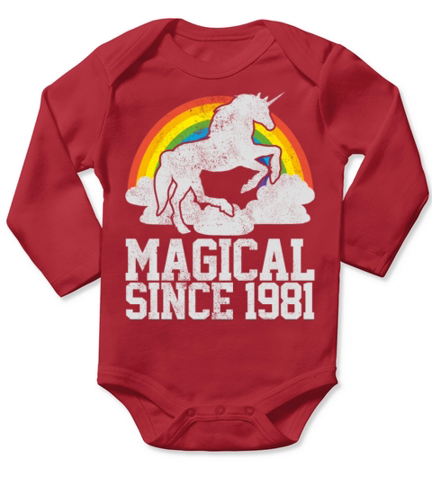 40th Birthday Vintage 1981 Unicorn Funny Gift Long Sleeve Baby One-Piece