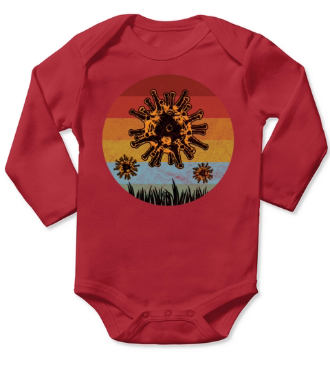 Corona Virus Retro Long Sleeve Baby One-Piece