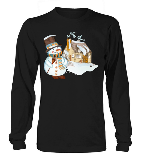 Hand drawn snowman Christmas background Women's Long Sleeve