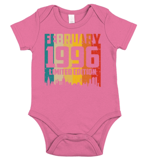 25th Birthday 25 Years Born In 1996 February Short Sleeve Baby One-Piece