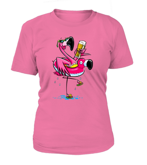 Flamingo Drinking Beer Summer Tshirt Funny Beer Women's T-Shirt