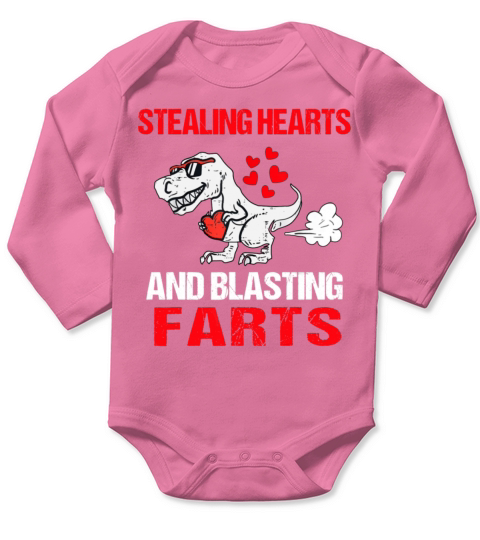 Kids Stealing Hearts And Blasting Farts T-Rex Cute Long Sleeve Baby One-Piece