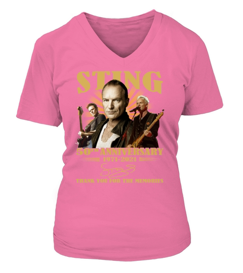 Sting 50th Anniversary 1971 2021 Signature Thank V-neck T-Shirt Woman