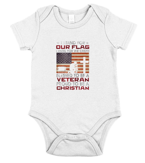 I Stand For Our Flag I Kneel For The Cross Proud V Short Sleeve Baby One-Piece