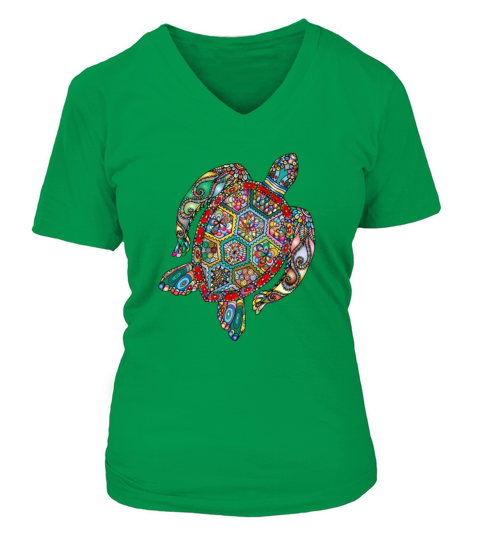 colorful sea turtle Women's V-Neck T-shirt