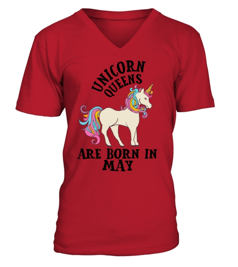 Unicorn Queens Are Born In May Birthday Gift Men's V-Neck T-shirt