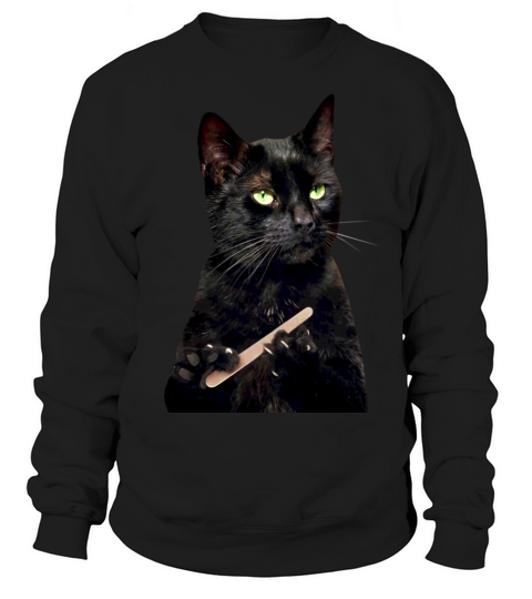 Nonplussed Black Cat Filing Nails Women's Sweatshirt