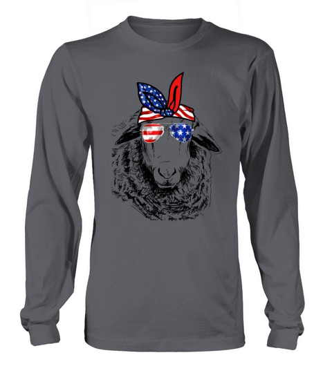 Vintage Patriot Sheep Tshirt 4th of July American Women's Long Sleeve