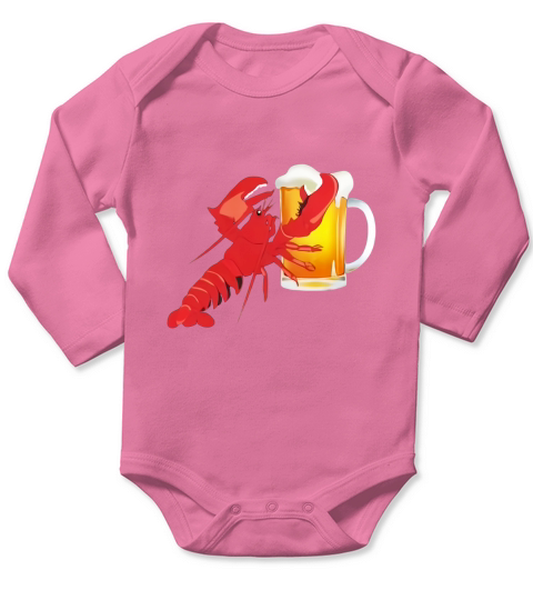 Beer Drinking Lobster Funny Craft Beer TShirt Long Sleeve Baby One-Piece