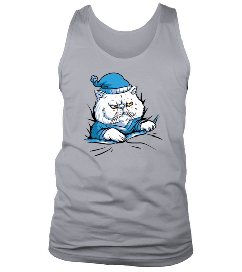 Sleepy and Grumpy Cat in Blue Pajamas and Nightcap Men's Tank Top