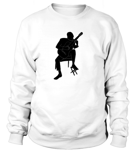 black on white classical guitar player Women's Sweatshirt
