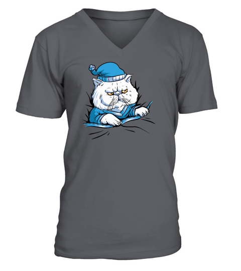 Sleepy and Grumpy Cat in Blue Pajamas and Nightcap Men's V-Neck T-shirt