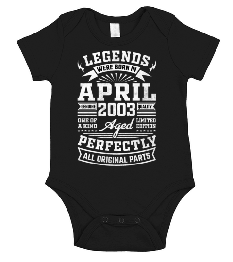18th Birthday April Gift Vintage 2003 18 Years Short Sleeve Baby One-Piece