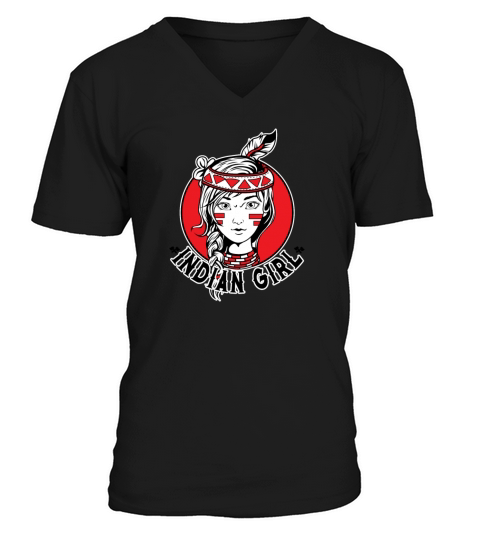 Indian Girl Warrior Skull Is Ready For Battle Men's V-Neck T-shirt