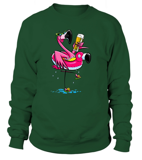 Flamingo Drinking Beer Summer Tshirt Funny Beer Women's Sweatshirt