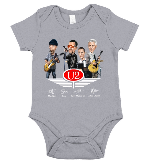 U2 signatures Larry Mullen Jr The Edge Bono Adam Clayton shirt Short Sleeve Baby One-Piece
