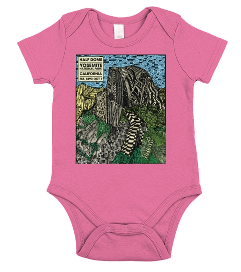 Half Dome Yosemite  Watercolor Short Sleeve Baby One-Piece