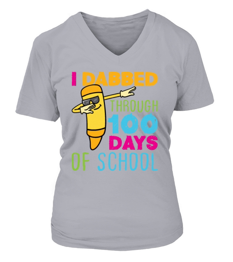 100 Days of School Dabbing Crayon Women's V-Neck T-shirt