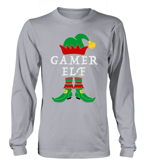 Gamer Elf Matching Christmas T Shirt Men's Long Sleeve