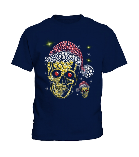 diamond skull in santa hat christmas Kids T-Shirt