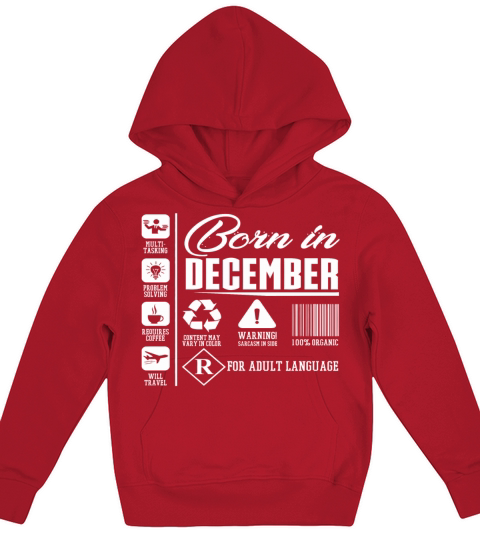 Born In December Content Kids Hoodie