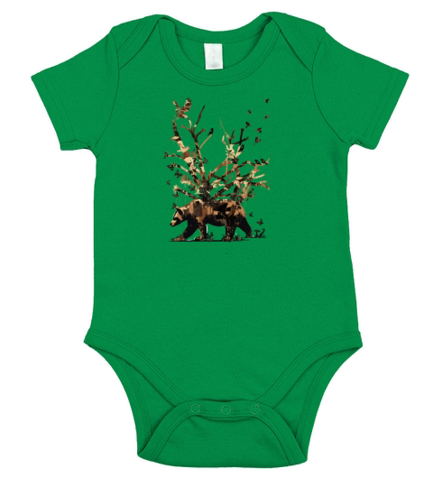 Bear Forest Hoodies Short Sleeve Baby One-Piece