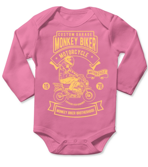 Monkey biker Long Sleeve Baby One-Piece