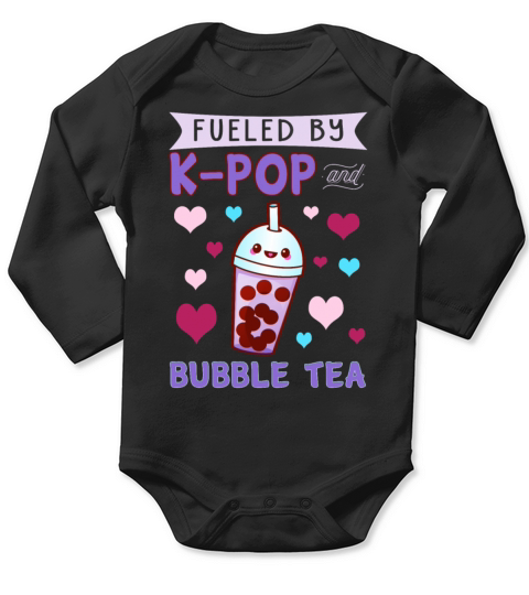 Fueled By Bubble Tea and Korean Pop Long Sleeve Baby One-Piece