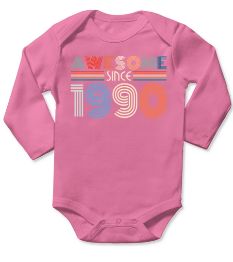 1990 Vintage born in Retro age Birthday gift idea Long Sleeve Baby One-Piece