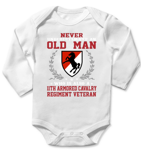 OLD MAN 11TH ARMORED CAVALRY REGIMENT VETERAN Long Sleeve Baby One-Piece