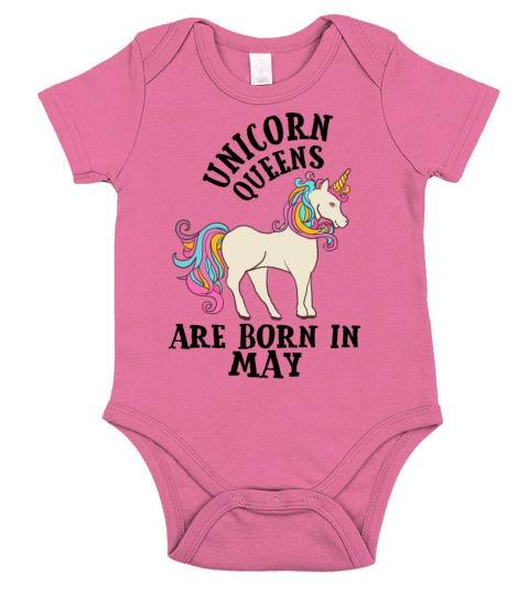 Unicorn Queens Are Born In May Birthday Gift Short Sleeve Baby One-Piece