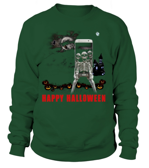 Skeletons Celebrating Halloween Using Technology Women's Sweatshirt