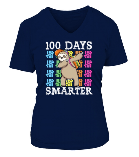100 Days Of School Dabbing Sloth Smarter Boys Kids Women's V-Neck T-shirt