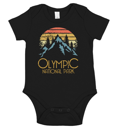 Retro Olympic National Park Washington Mountains S Short Sleeve Baby One-Piece