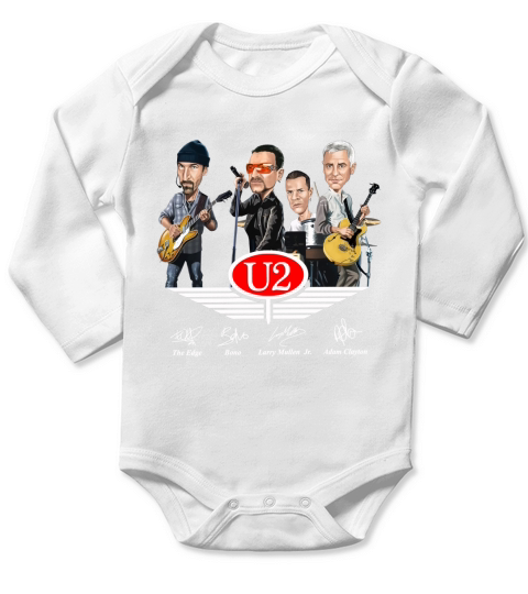 U2 signatures Larry Mullen Jr The Edge Bono Adam Clayton shirt Long Sleeve Baby One-Piece