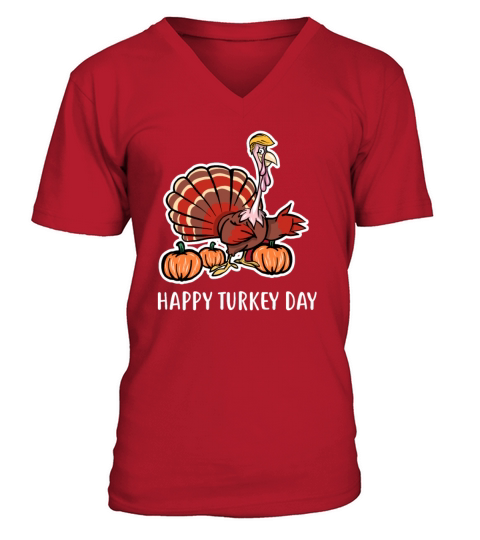 Thanksgiving Trump Happy Turkey Day Funny Gift Fal Men's V-Neck T-shirt