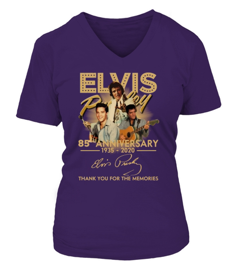 Elvis Presley 85th anniversary thank you for the memories signature V-neck T-Shirt Woman