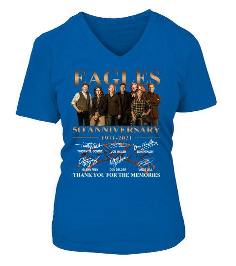 Eagles 50th Anniversary 1971 2021 Thank You For The Memories Signatures V-neck T-Shirt Woman