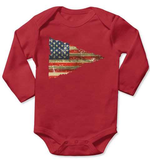 12 Vintage Distress US Flag 6 Long Sleeve Baby One-Piece
