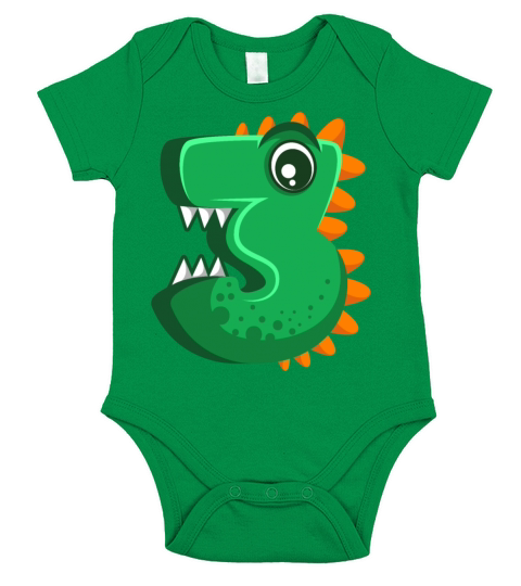 THREE REX 3 Year Old 3rd Birthday Kids Dino Short Sleeve Baby One-Piece