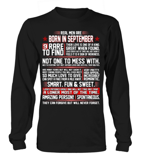 Real Men Are Born In September Birth Month Tshirt Women's Long Sleeve