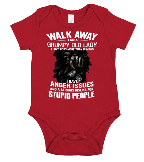 Walk Away I Am A Grumpy Old Lady I Love Dogs More Than Humans Short Sleeve Baby One-Piece