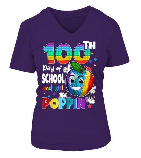 100th Day Pop it Happy 100 Days Of School Women's V-Neck T-shirt