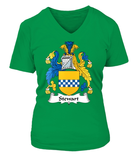 Stewart Family Crest Scottish Family Crests V-neck T-Shirt Woman