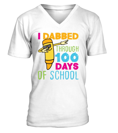 100 Days of School Dabbing Crayon Men's V-Neck T-shirt
