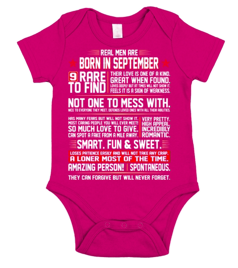 Real Men Are Born In September Birth Month Tshirt Short Sleeve Baby One-Piece