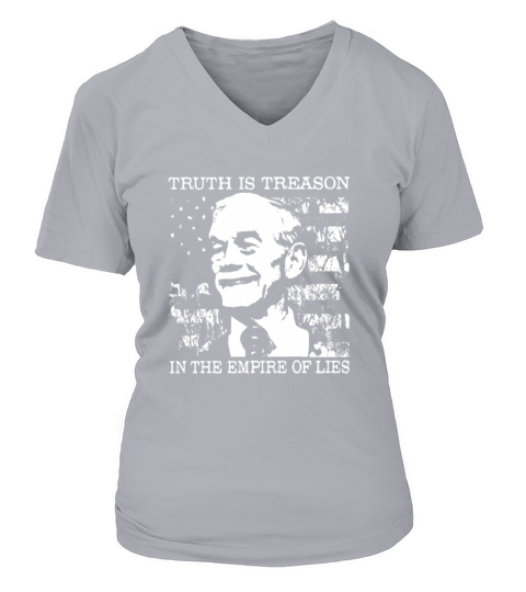 Ron Paul Truth is treason in the empire of lies American Flag V-neck T-Shirt Woman
