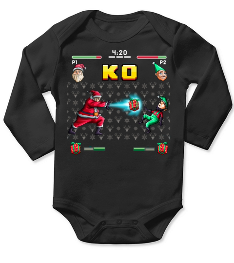 Santa Elf Arcade Game Funny Video Gamer Christmas Long Sleeve Baby One-Piece